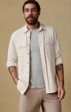 Faherty Mens Legend Sweater Shirt Double Pocket Size XXL Off White